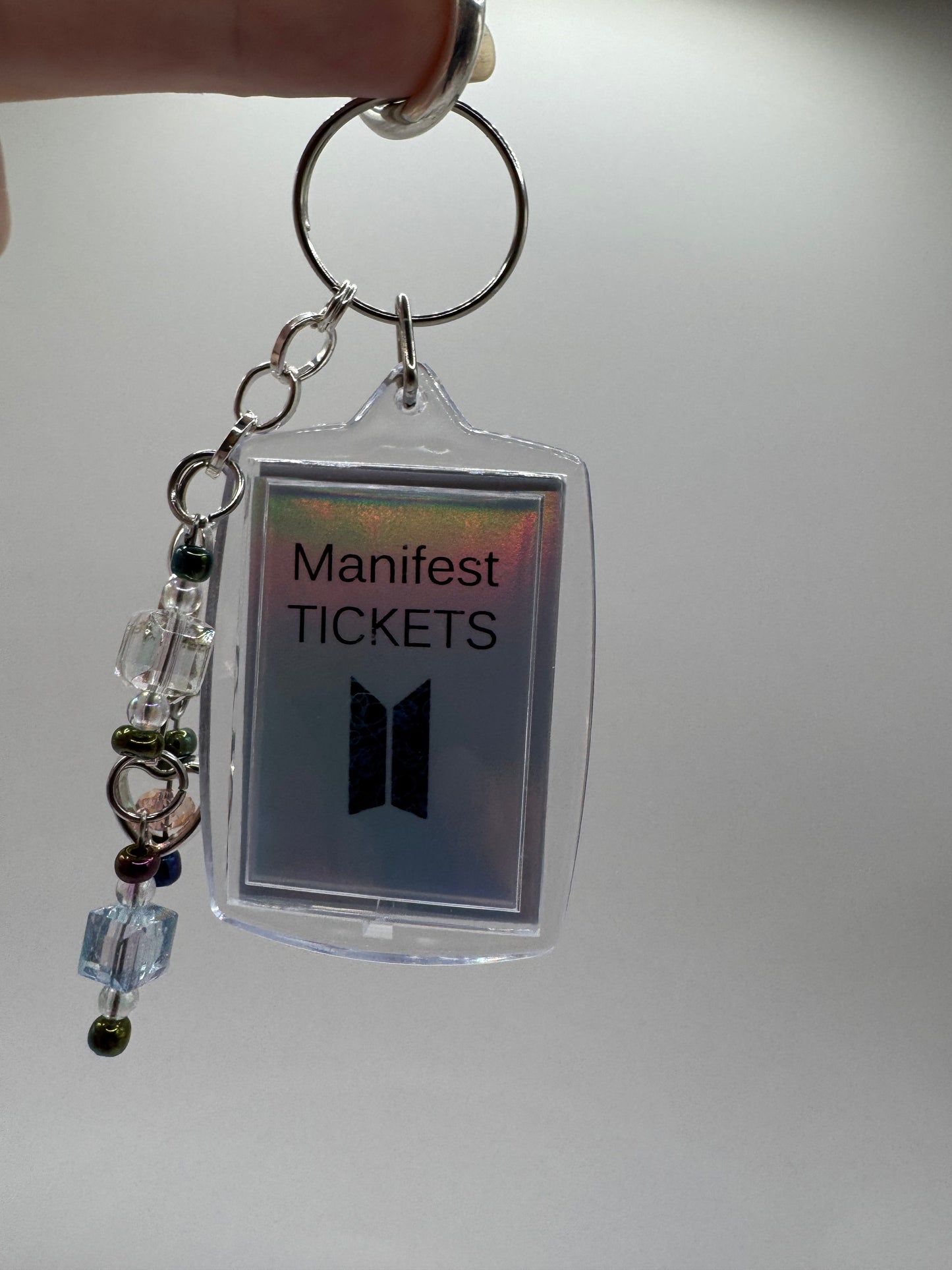 Manifest Tickets Frame Keychain with Charms, Silver