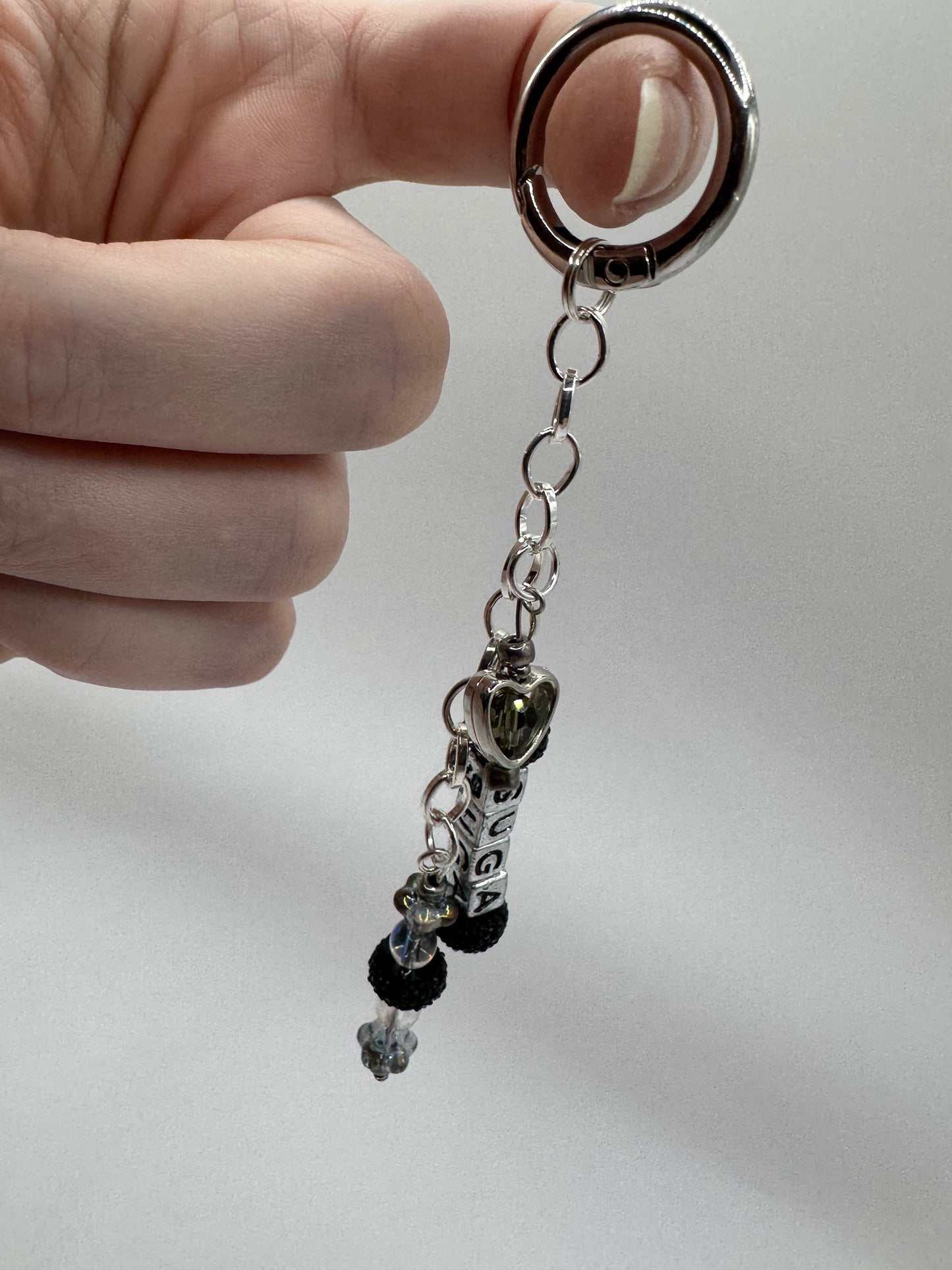 Suga BTS Fan Chain Charm Keychain, Black and Silver