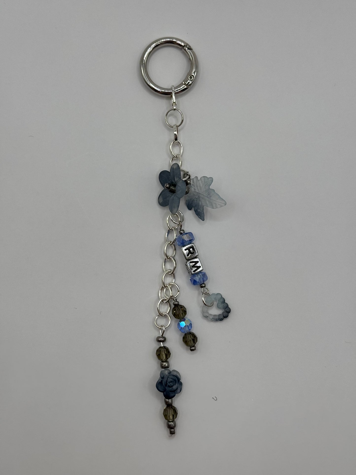 RM BTS Fan Chain Charm Keychain, Blue and Silver