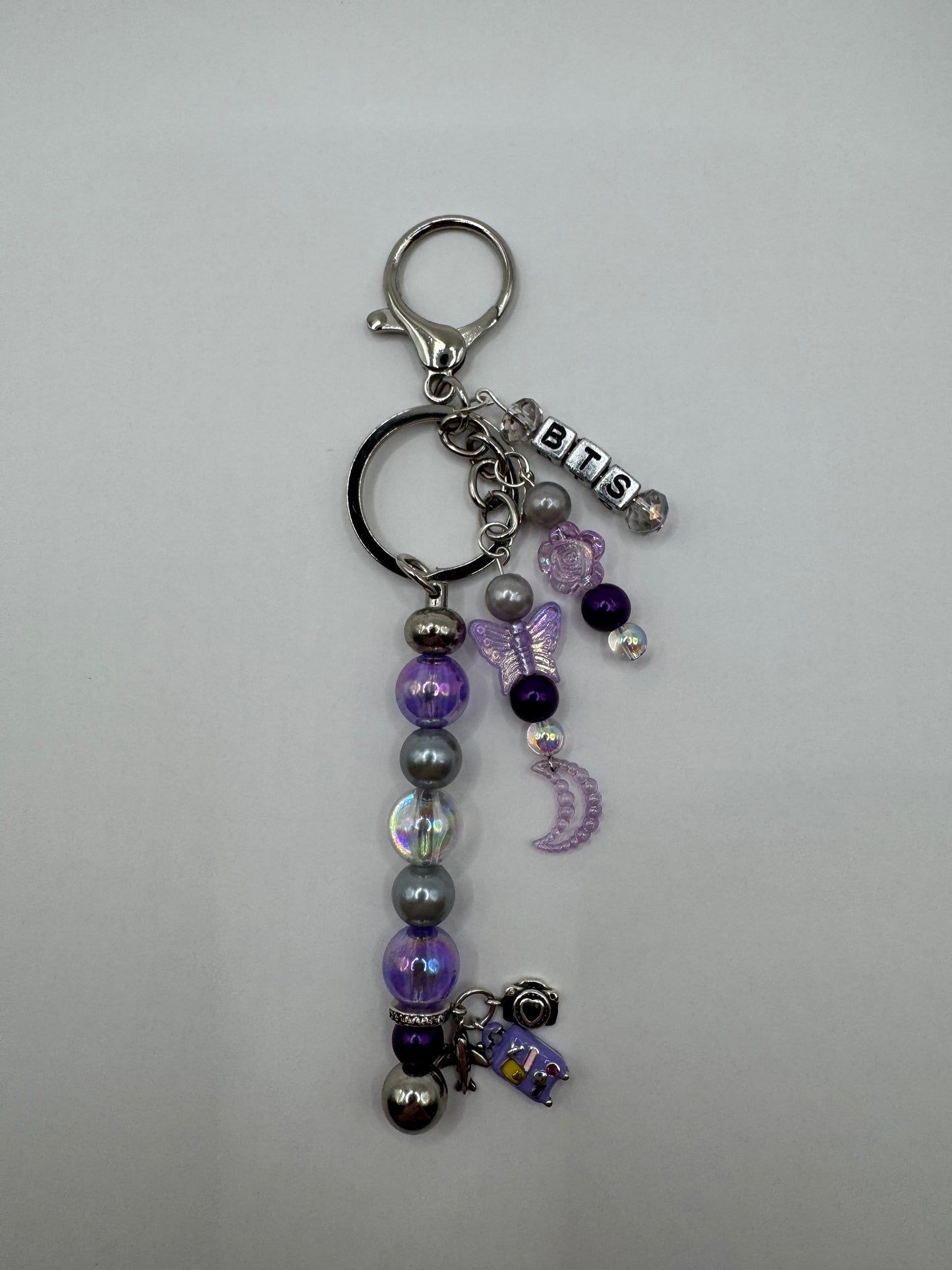 BTS Fan Traveller Keychain Bag Decor, Purple and Silver