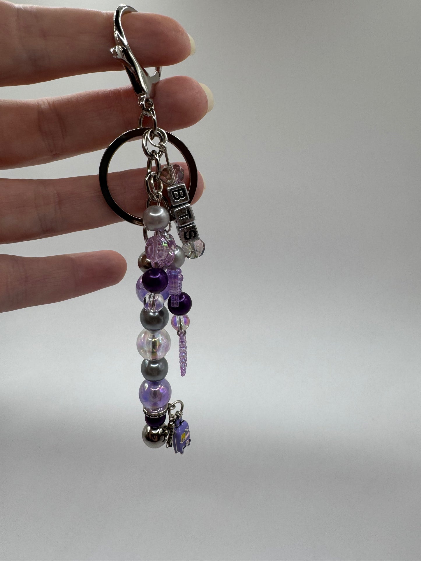 BTS Fan Traveller Keychain Bag Decor, Purple and Silver