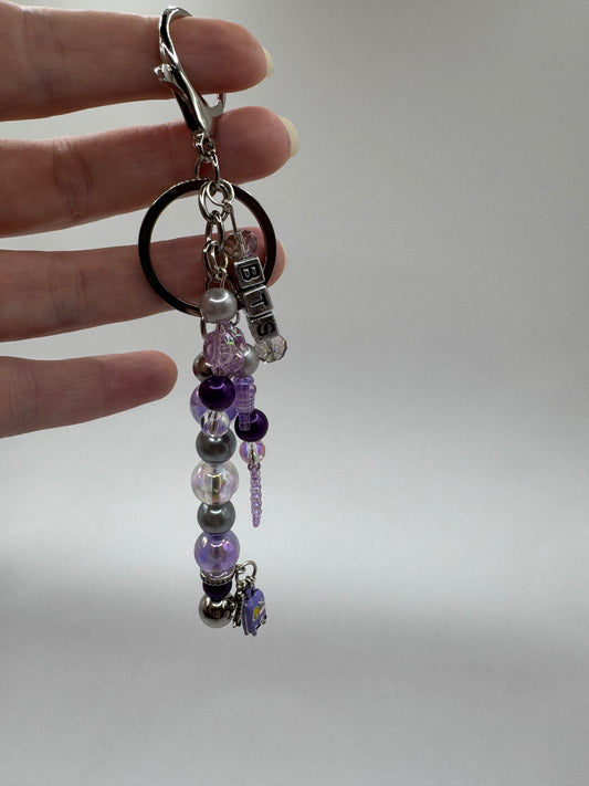 BTS Fan Traveller Keychain Bag Decor, Purple and Silver