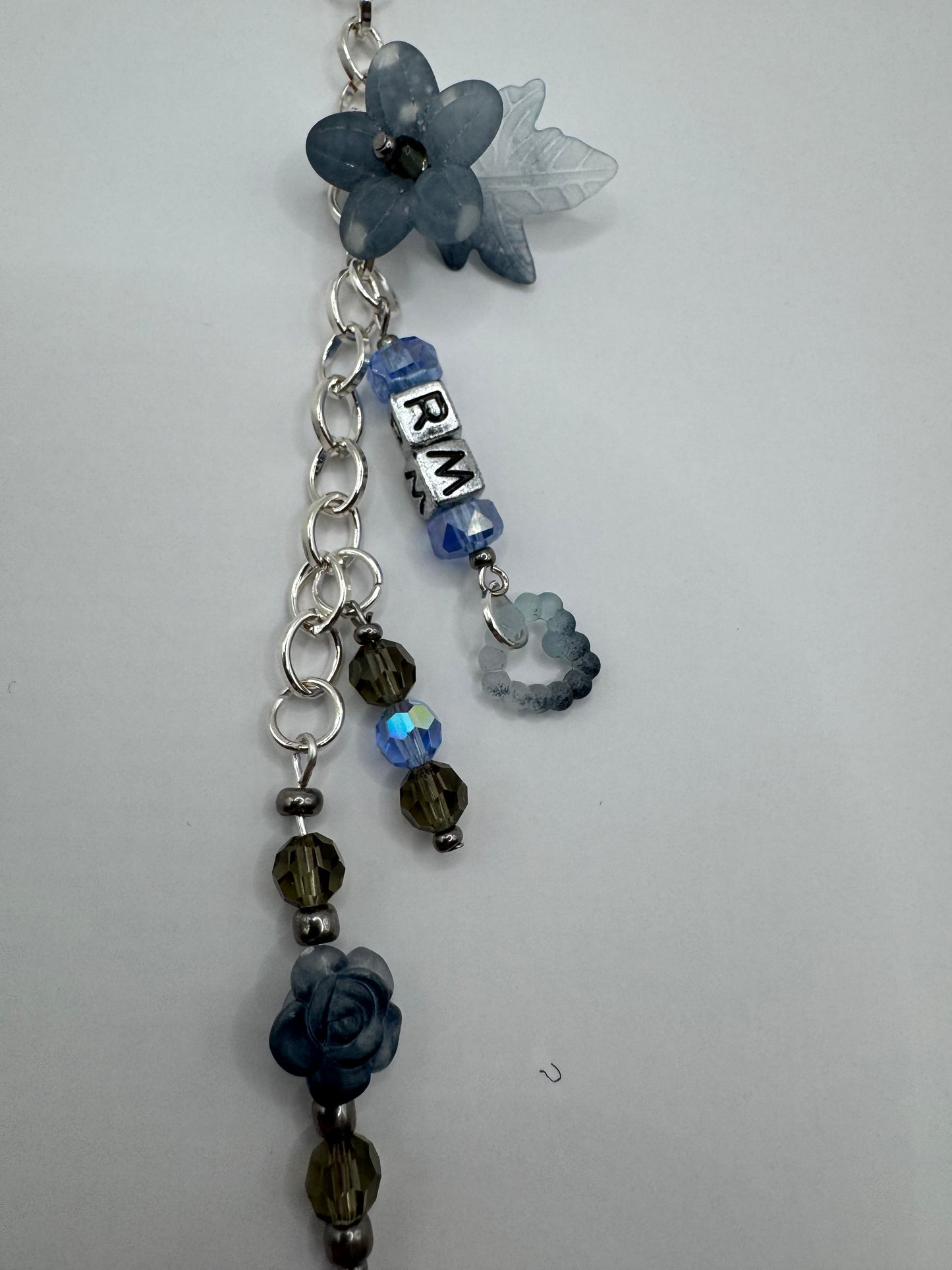 RM BTS Fan Chain Charm Keychain, Blue and Silver